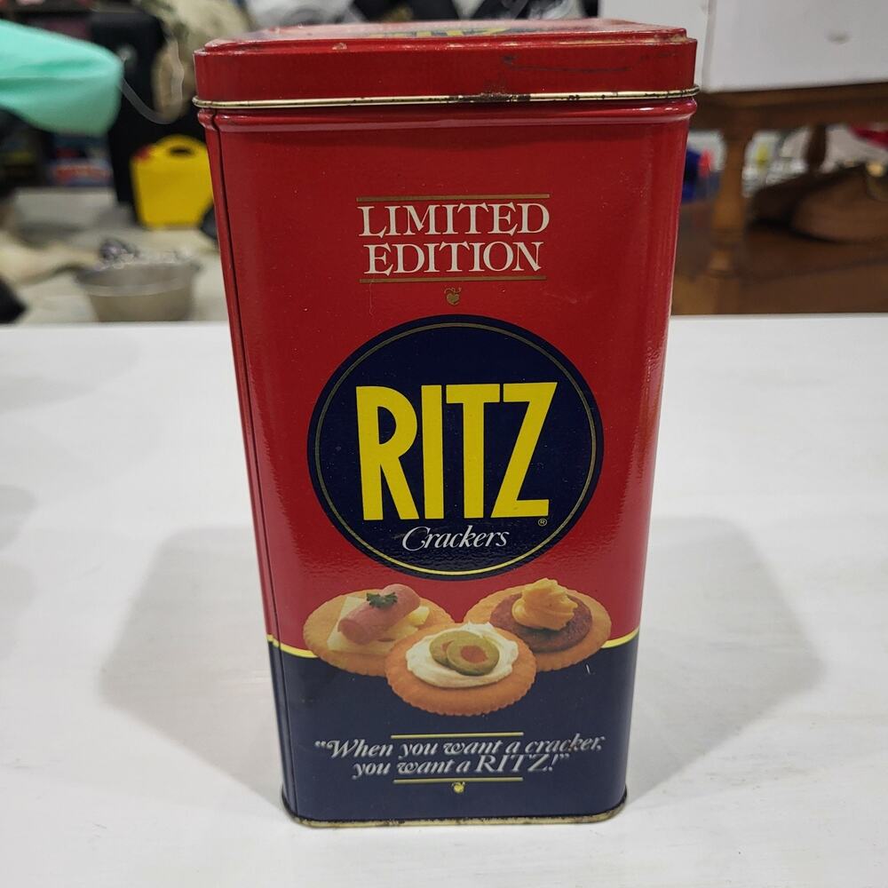 RITZ Crackers 1987 Limited Edition 16oz Metal Tin Can Vintage Use Or Decor